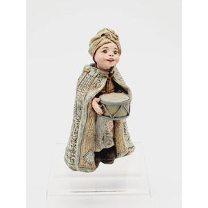 Vintage Sarah's Attic Child w/ Drum & Patch Cape Figurine, Individually Numbered